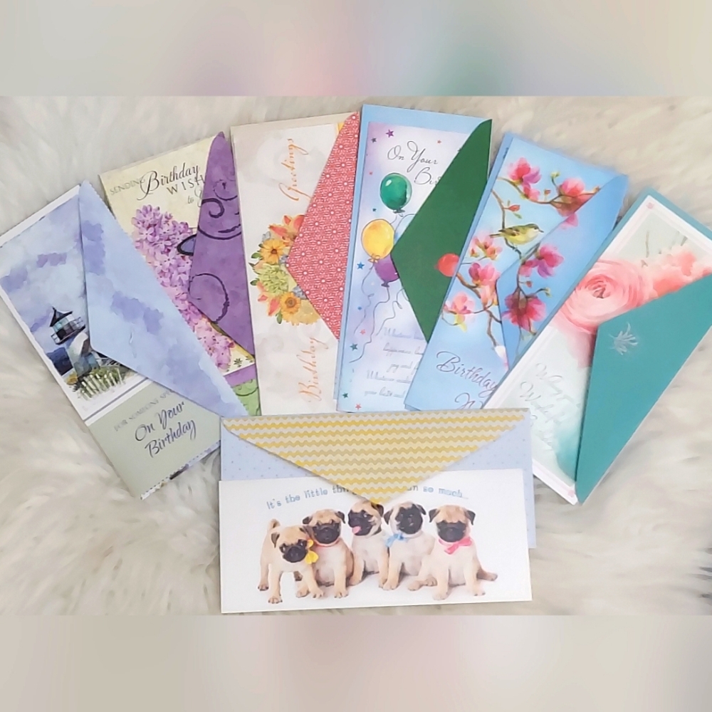 Birthday card lot 7 variety BD cards w Envelopes NEW!
